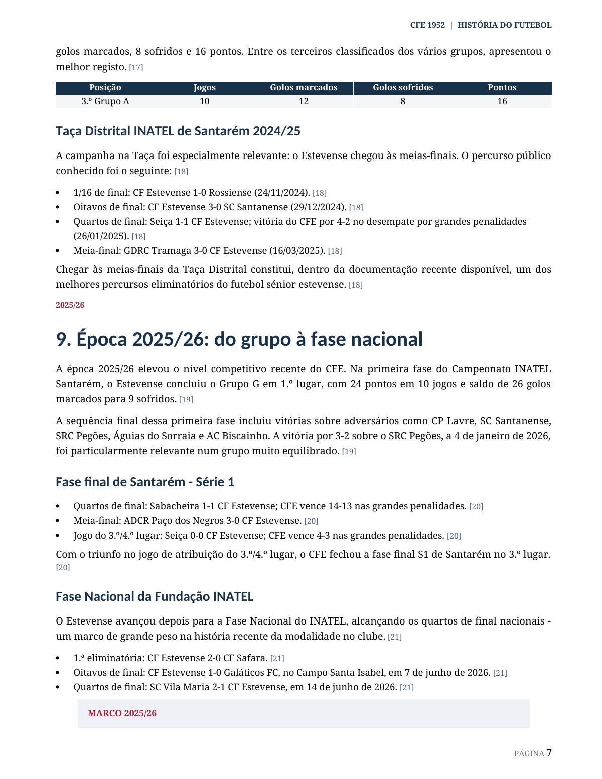 Página documental sobre a época 2025/26